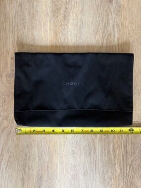 CHANEL Black Satin Logo Dust Pouch